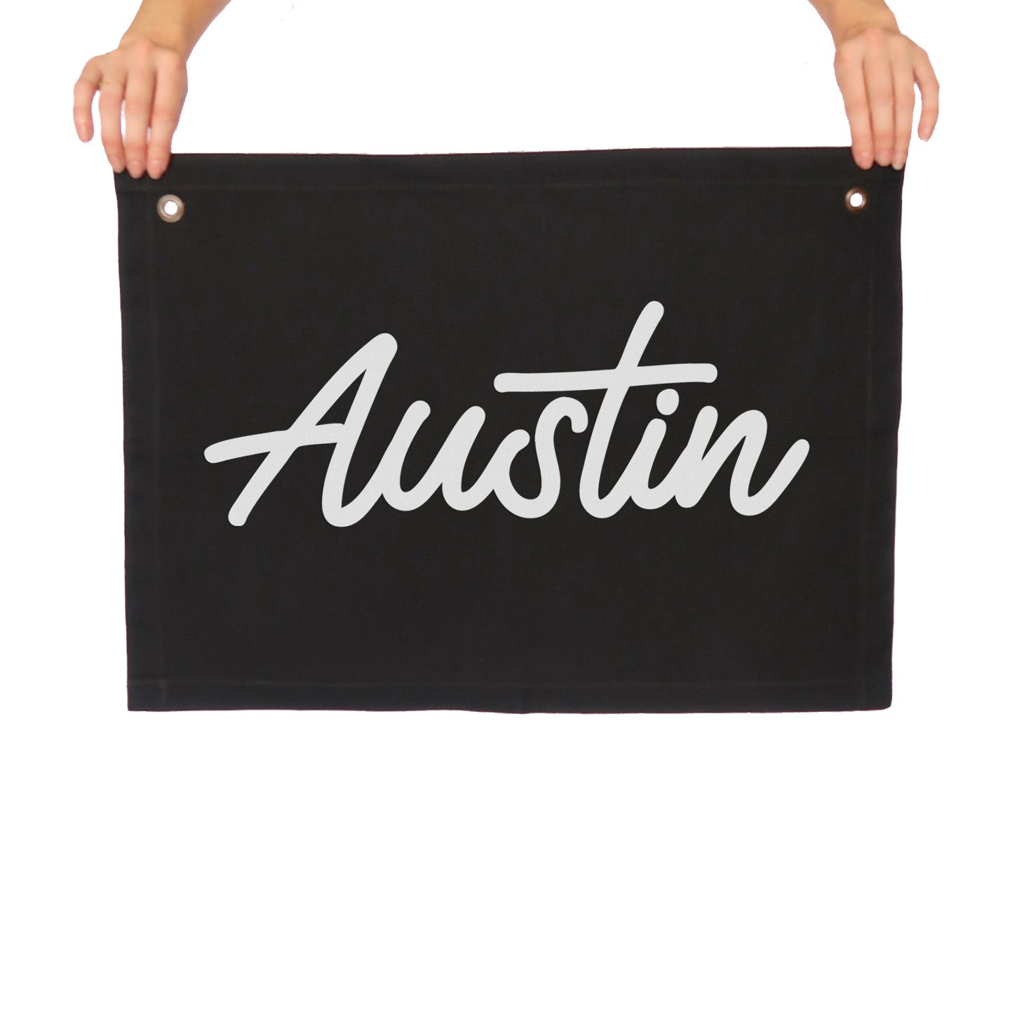 Austin Cursive Large Canvas Flag