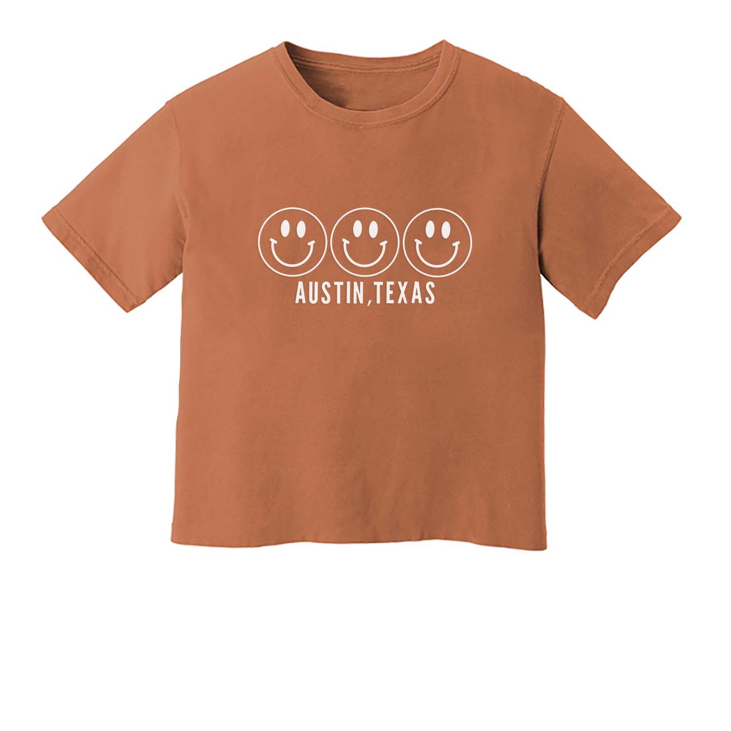 Smile Austin Texas Washed Tee - Large Design