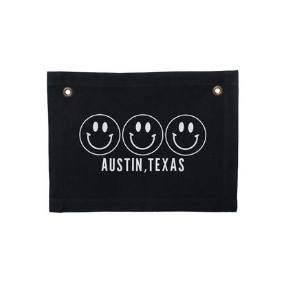 Smile Austin Texas Small Canvas Flag