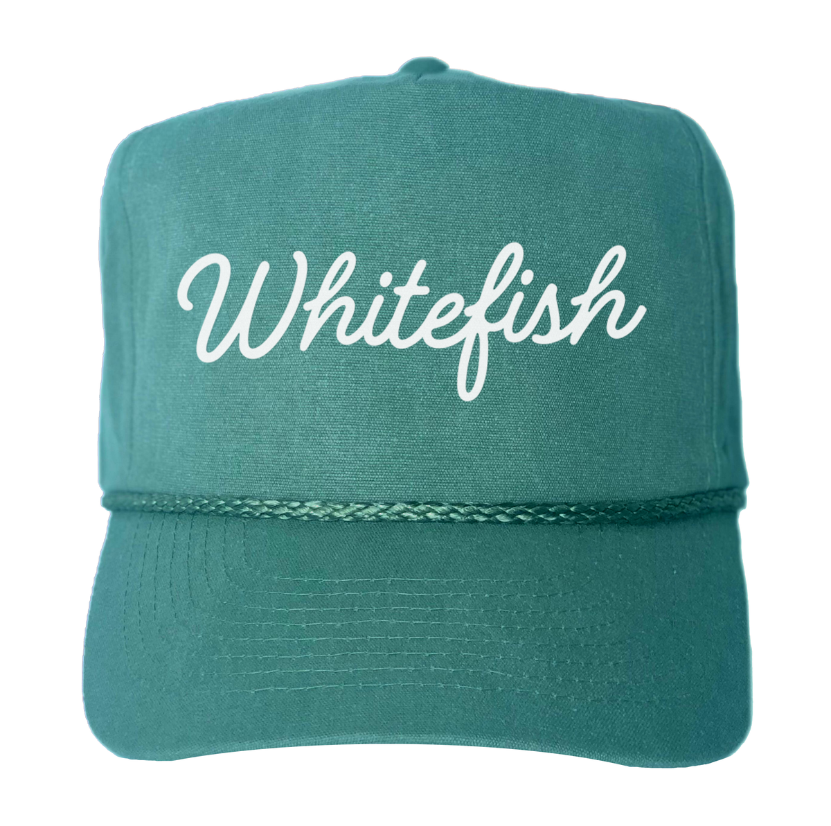 Whitefish Cursive Canvas Trucker