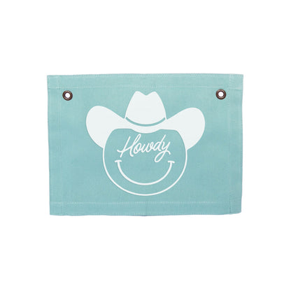 Howdy Cowboy Small Canvas Flag