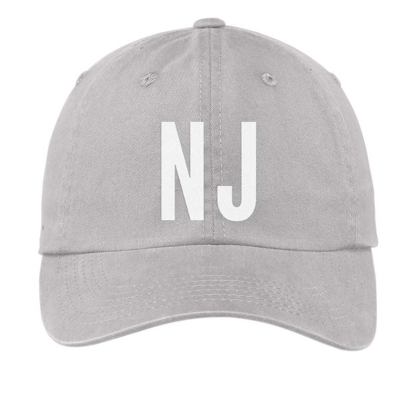 NJ (New Jersey) Baseball Cap Light Grey