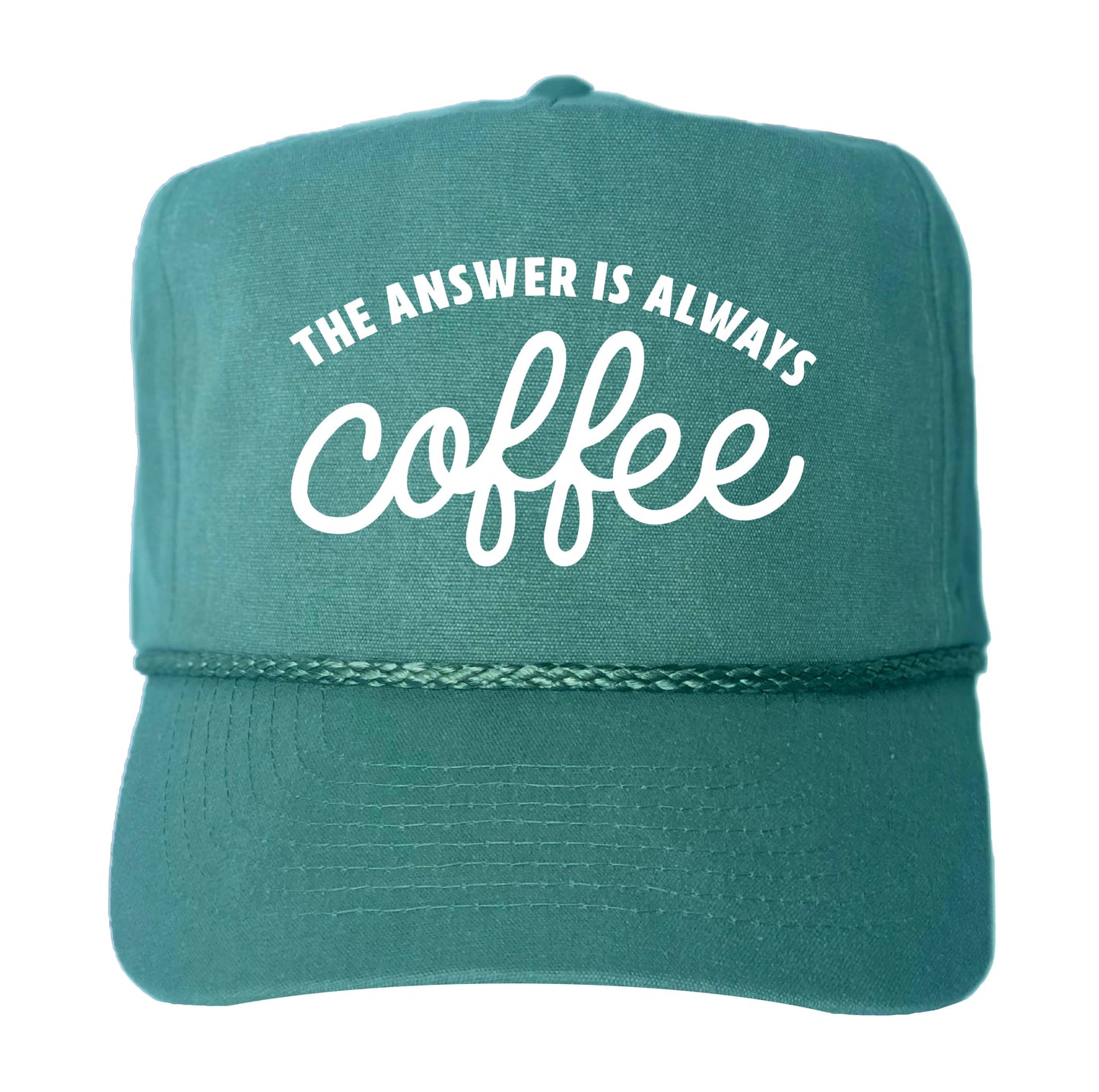 The Answer is Always Coffee Canvas Trucker
