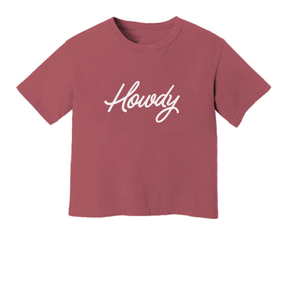 Howdy Cursive Washed Tee - Large Design