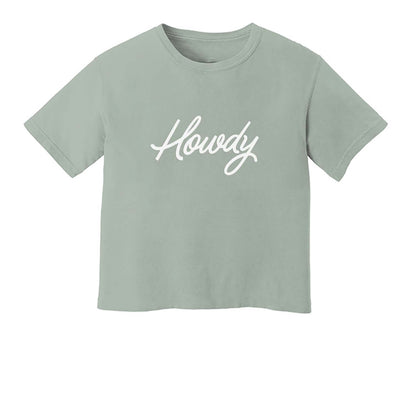 Howdy Cursive Washed Tee - Large Design