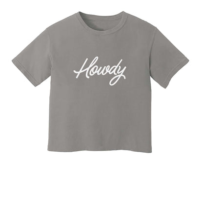 Howdy Cursive Washed Tee - Large Design