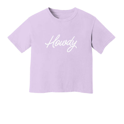 Howdy Cursive Washed Tee - Large Design