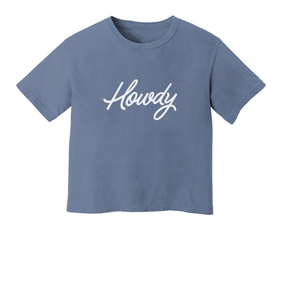 Howdy Cursive Washed Tee - Large Design