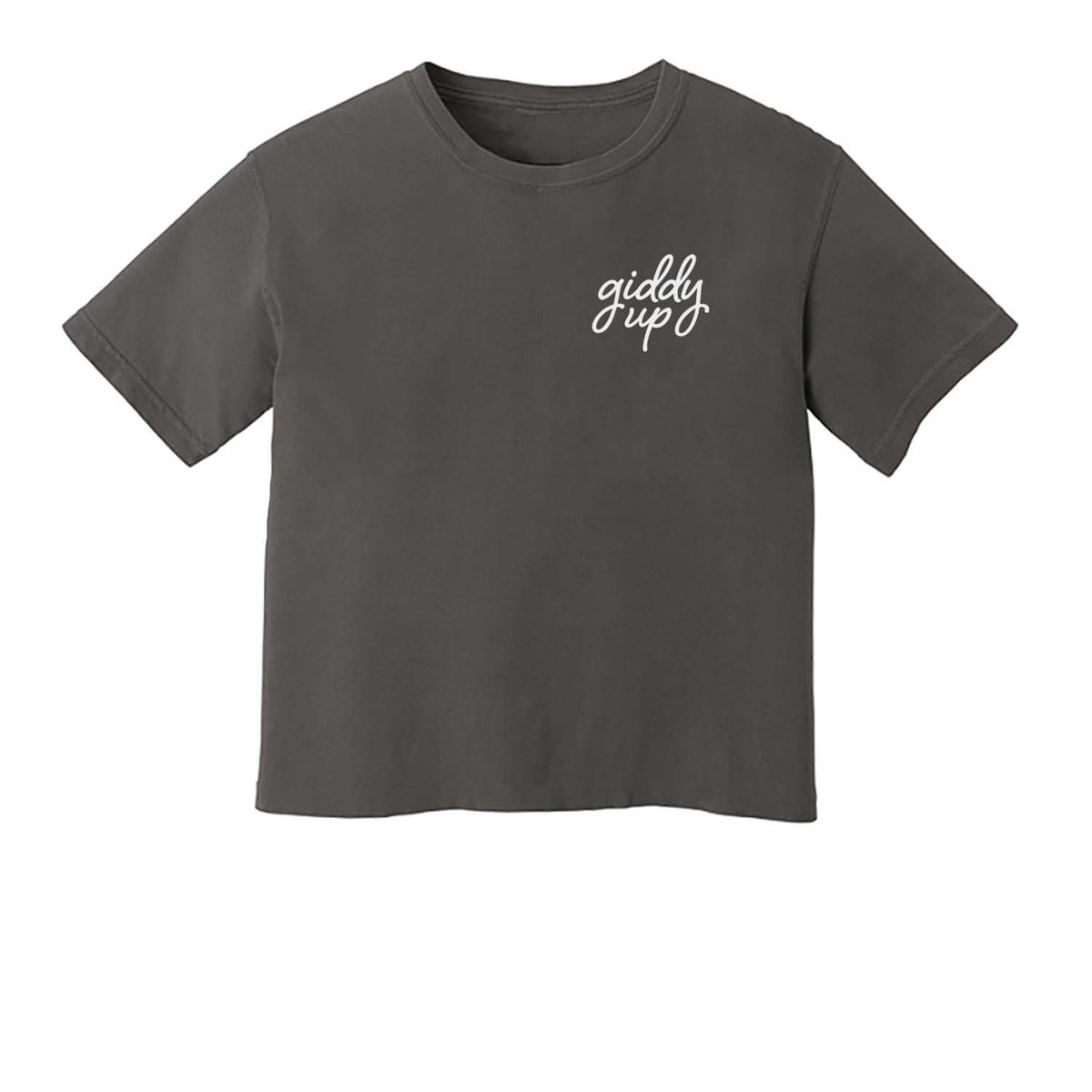 Giddy Up Cursive Stacked Washed Tee