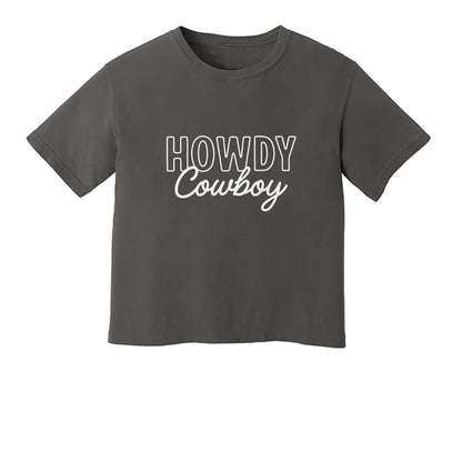 Howdy Cowboy Stacked Washed Tee - Large Design