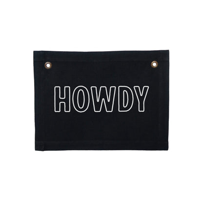 Howdy Outline Small Canvas Flag