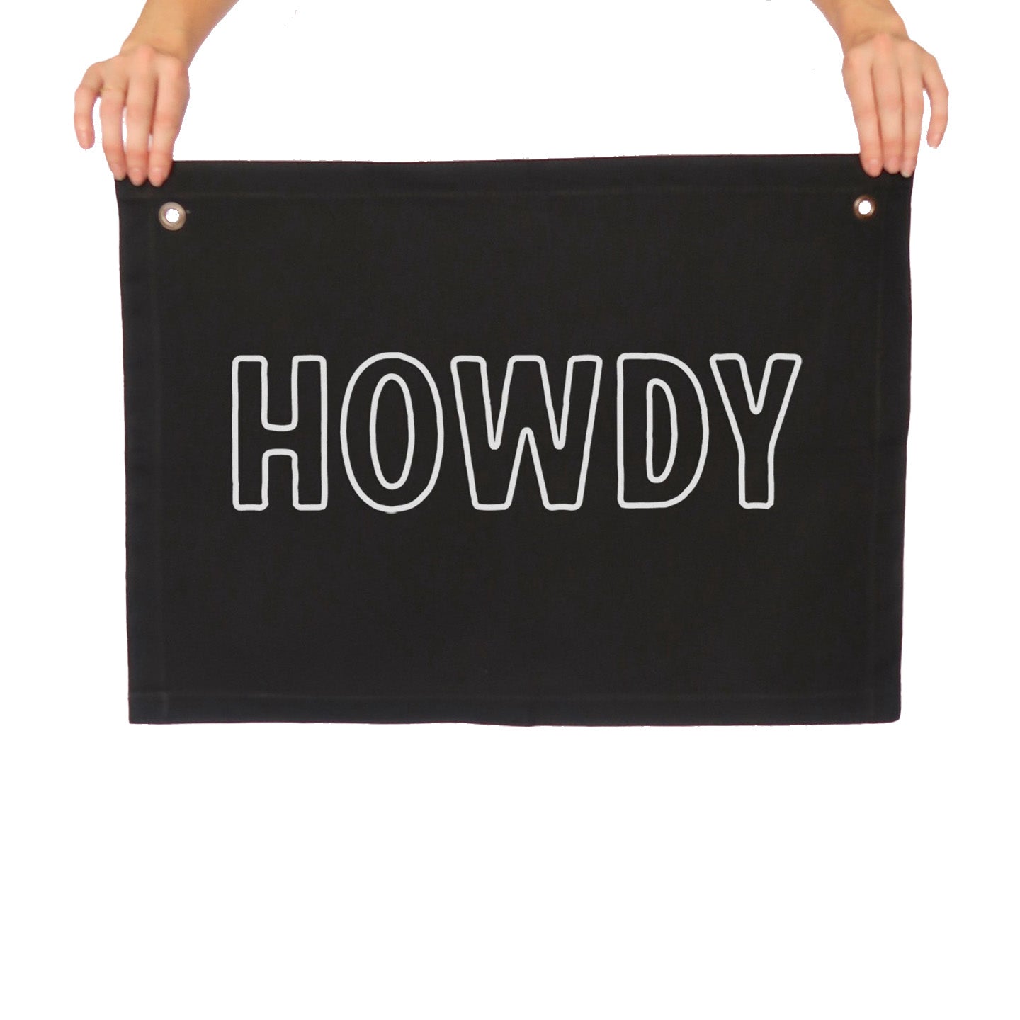 Howdy Outline Large Canvas Flag