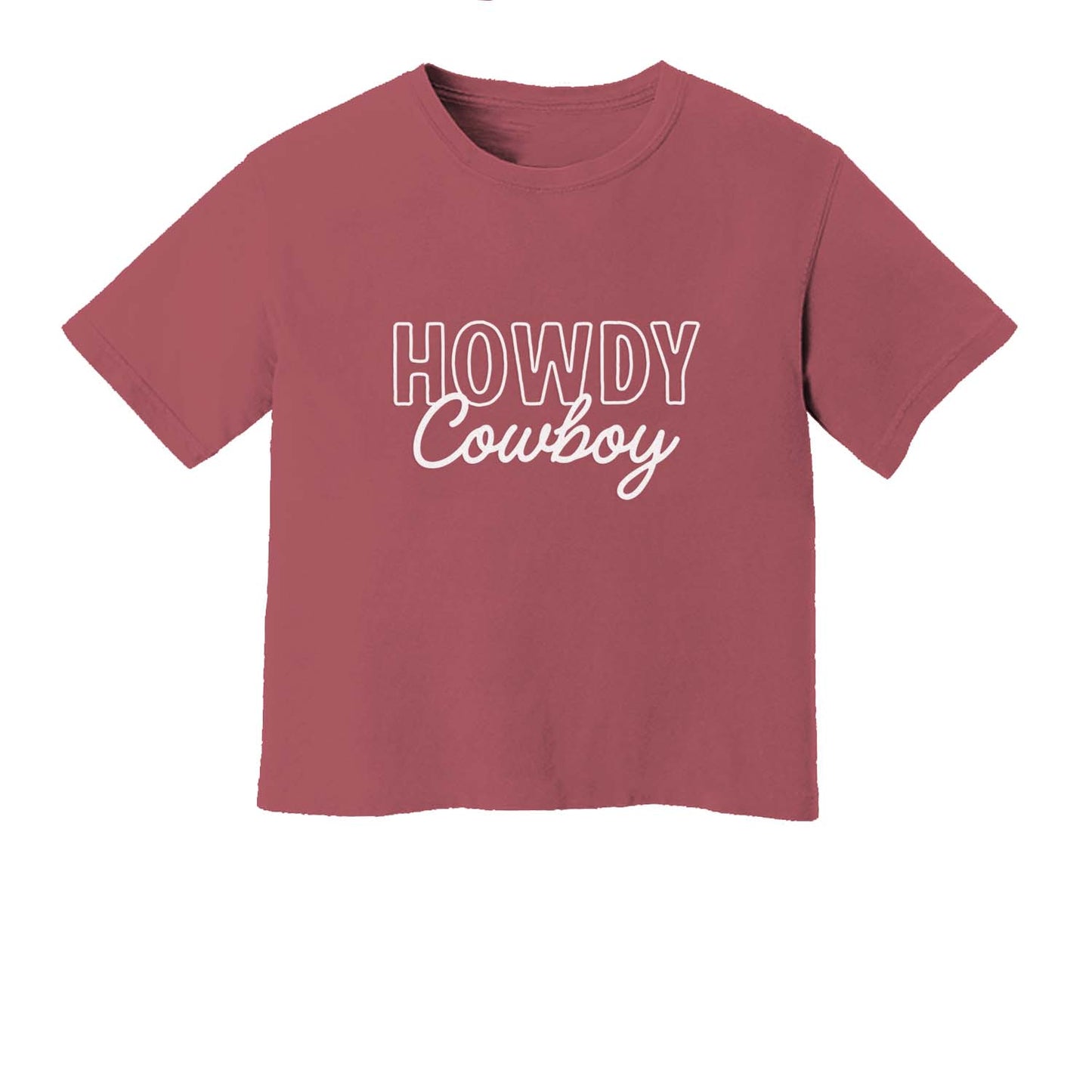 Howdy Cowboy Stacked Washed Tee - Large Design