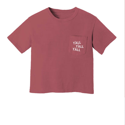 Y'all Y'all Y'all Crop Pocket Tee