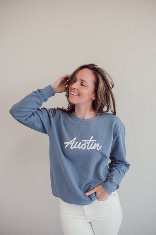 Austin Cursive Washed Sweatshirt