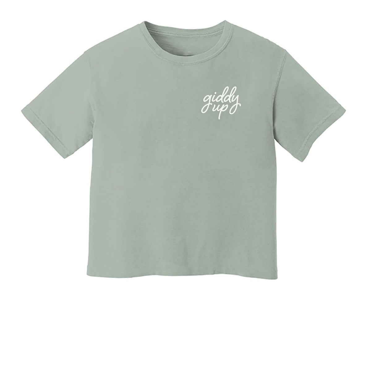 Giddy Up Cursive Stacked Washed Tee