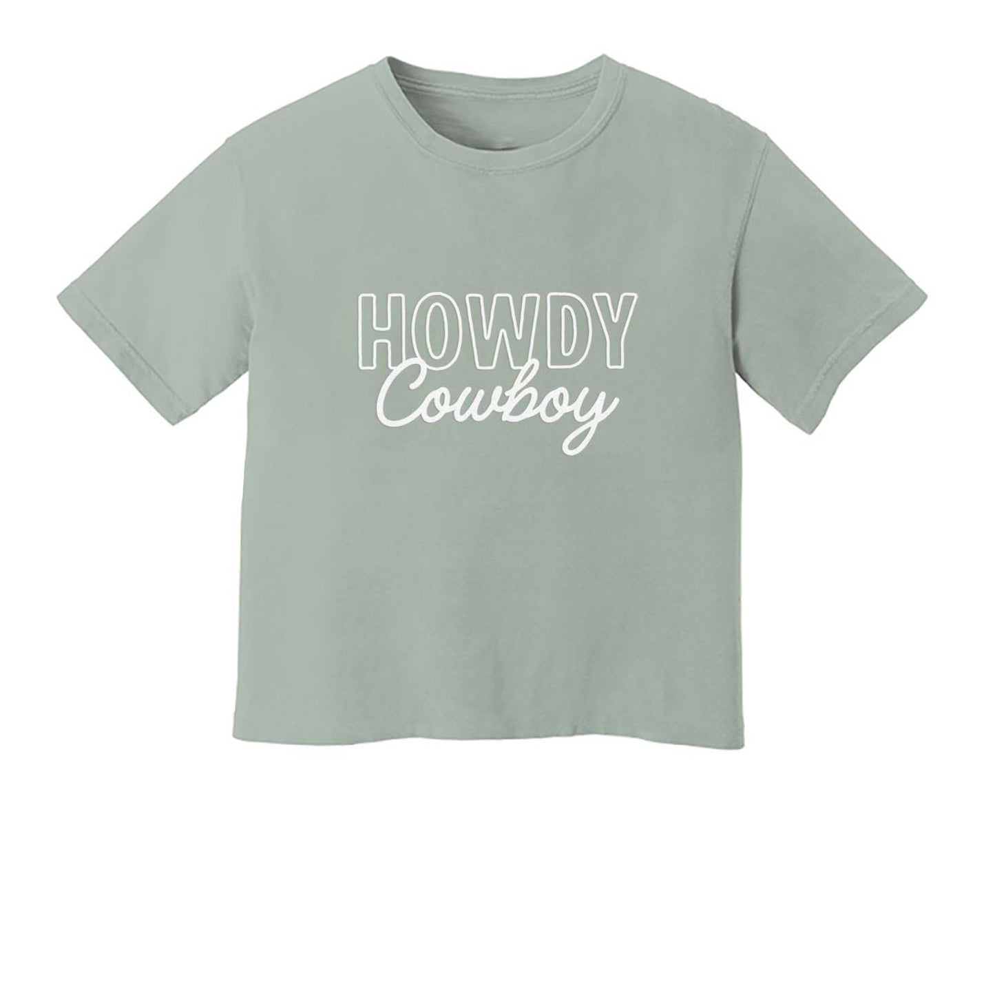Howdy Cowboy Stacked Washed Tee - Large Design
