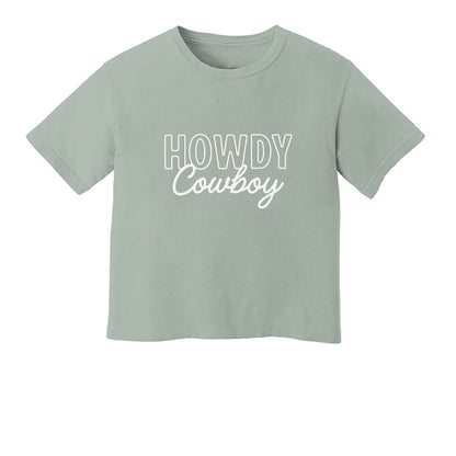 Howdy Cowboy Stacked Washed Tee - Large Design