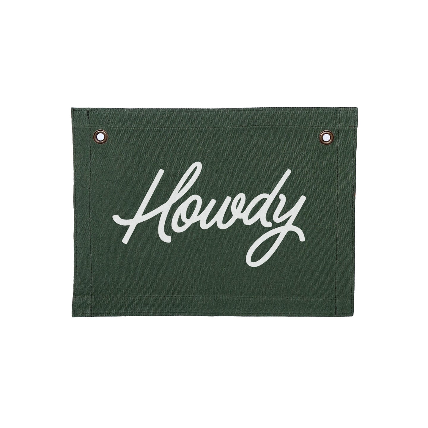 Howdy Cursive Small Canvas Flag