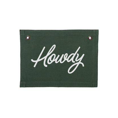Howdy Cursive Small Canvas Flag