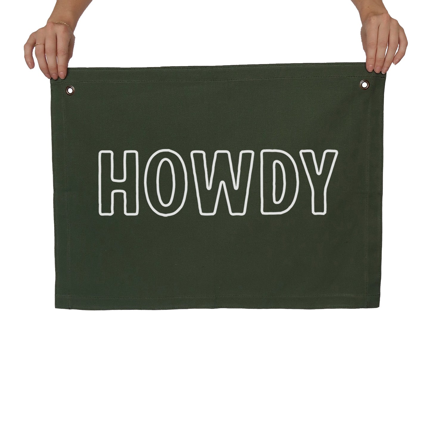 Howdy Outline Large Canvas Flag