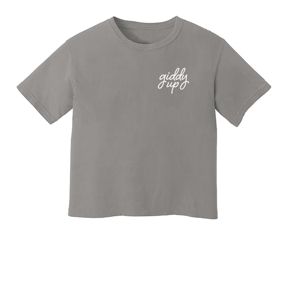 Giddy Up Cursive Stacked Washed Tee