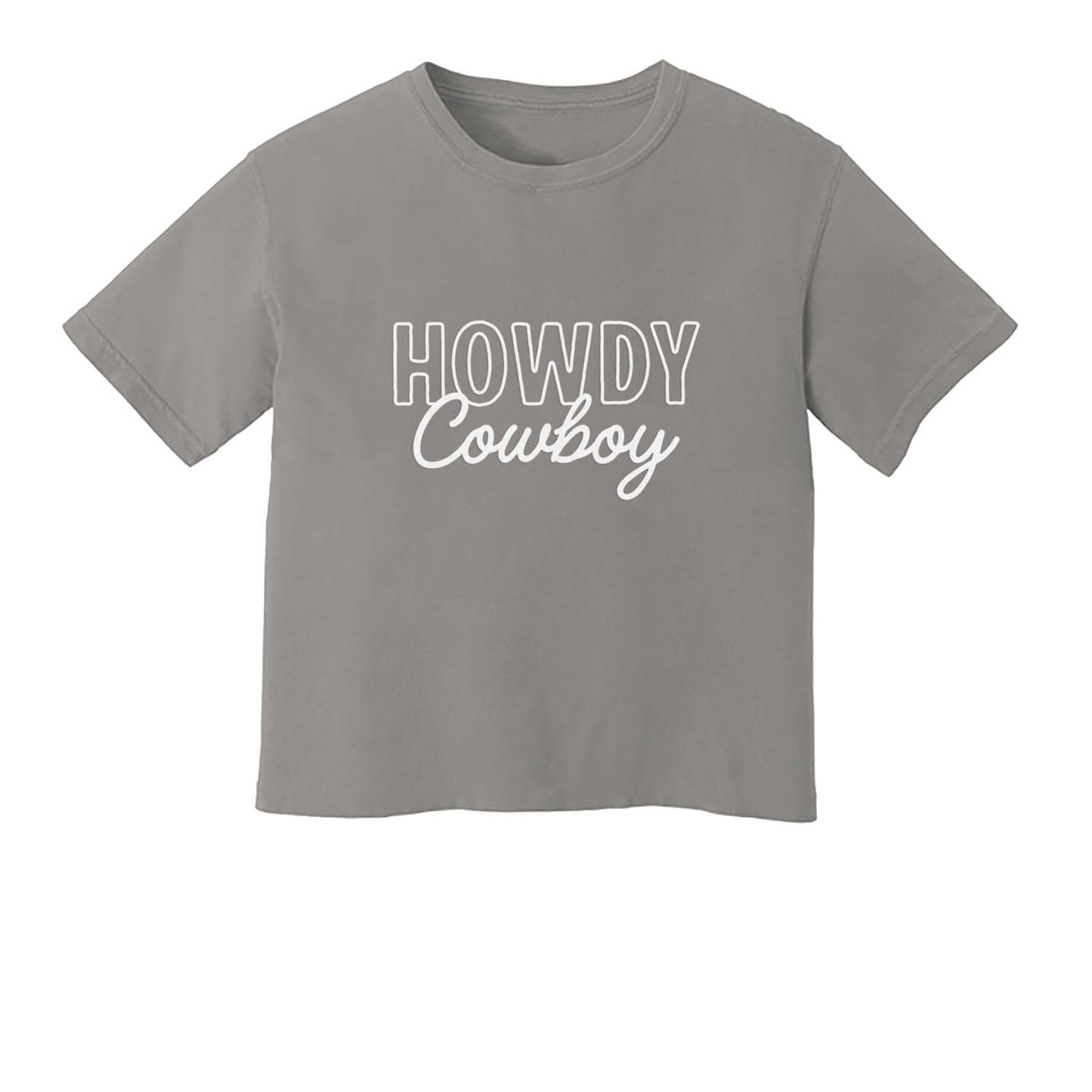 Howdy Cowboy Stacked Washed Tee - Large Design