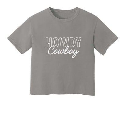 Howdy Cowboy Stacked Washed Tee - Large Design