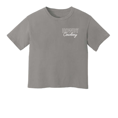 Howdy Cowboy Stacked Washed Tee - Small Design