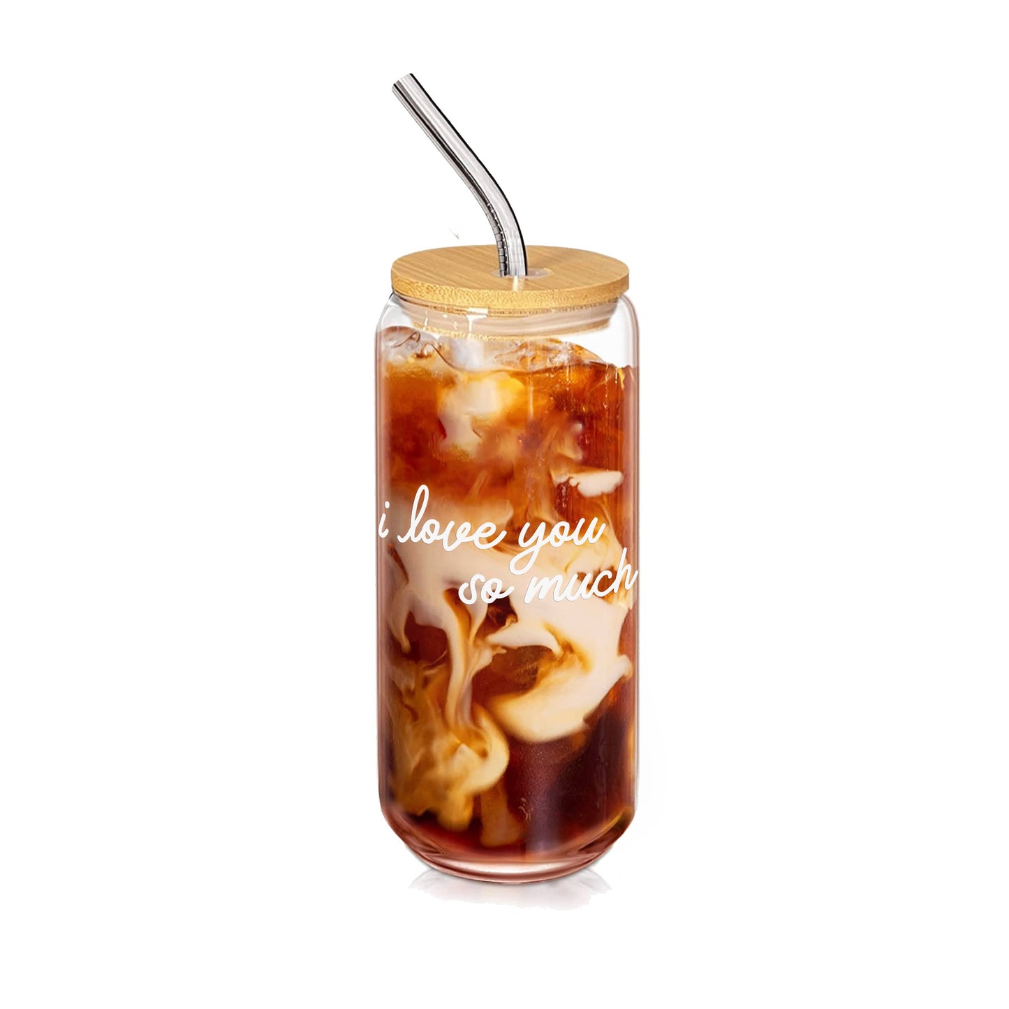 Iced Coffee Glass with Lid + Straw