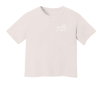Giddy Up Cursive Stacked Washed Tee