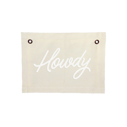 Howdy Cursive Small Canvas Flag
