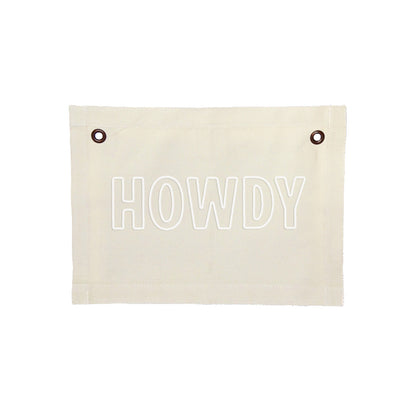 Howdy Outline Small Canvas Flag
