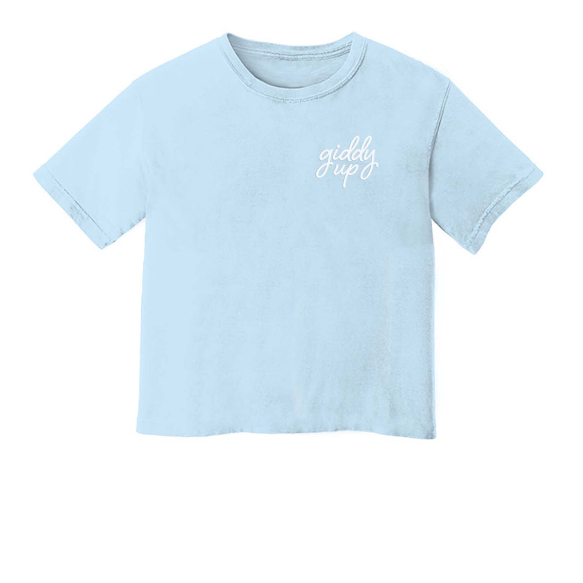 Giddy Up Cursive Stacked Washed Tee