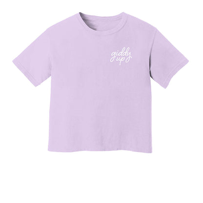 Giddy Up Cursive Stacked Washed Tee