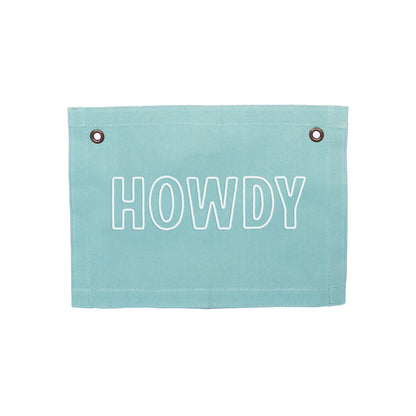 Howdy Outline Small Canvas Flag