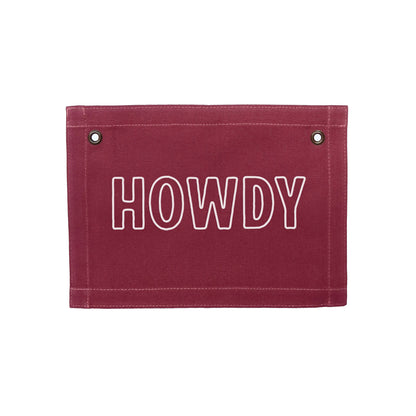 Howdy Outline Small Canvas Flag