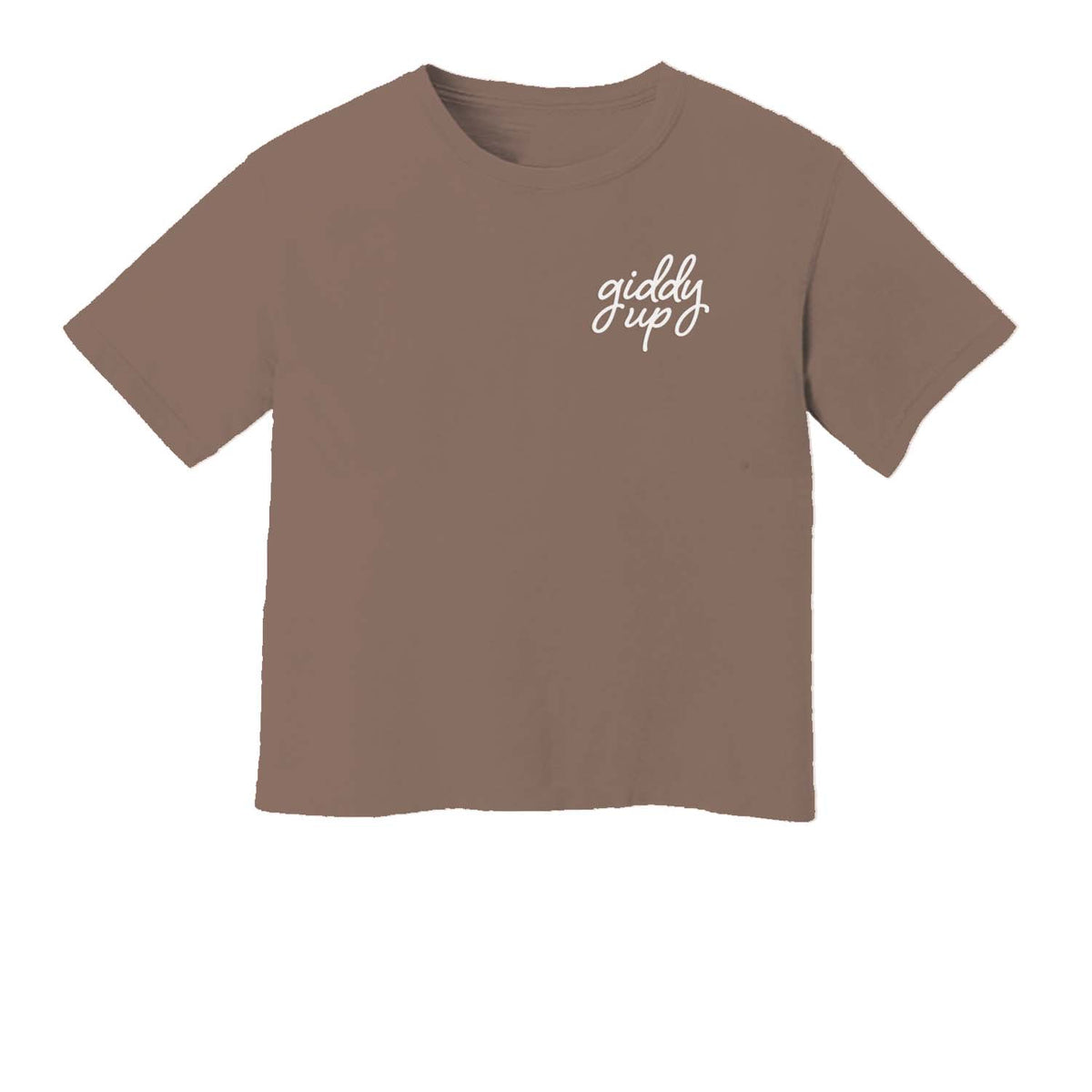 Giddy Up Cursive Stacked Washed Tee
