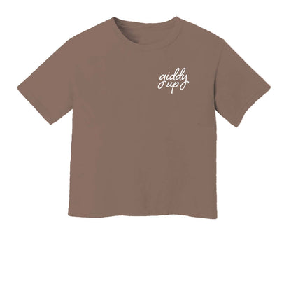 Giddy Up Cursive Stacked Washed Tee