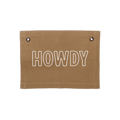 Howdy Outline Small Canvas Flag