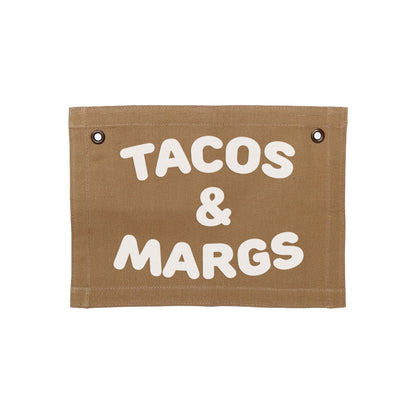 Tacos & Margs Small Canvas Flag