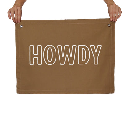 Howdy Outline Large Canvas Flag