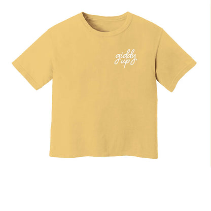 Giddy Up Cursive Stacked Washed Tee
