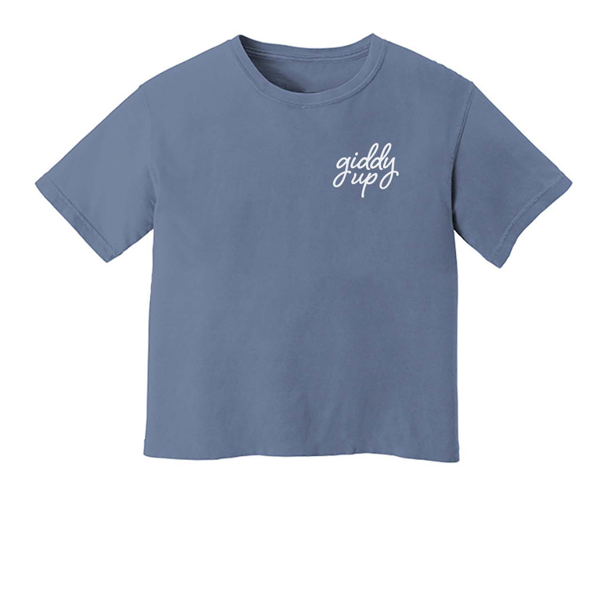 Giddy Up Cursive Stacked Washed Tee