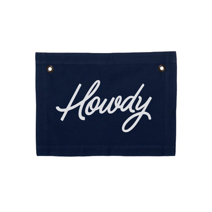 Howdy Cursive Small Canvas Flag