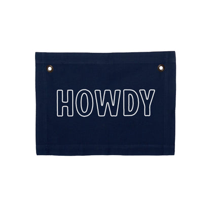 Howdy Outline Small Canvas Flag