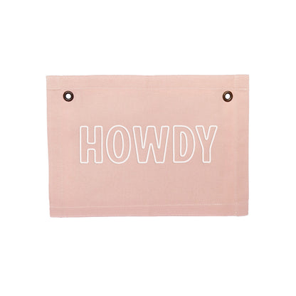 Howdy Outline Small Canvas Flag