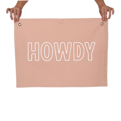 Howdy Outline Large Canvas Flag