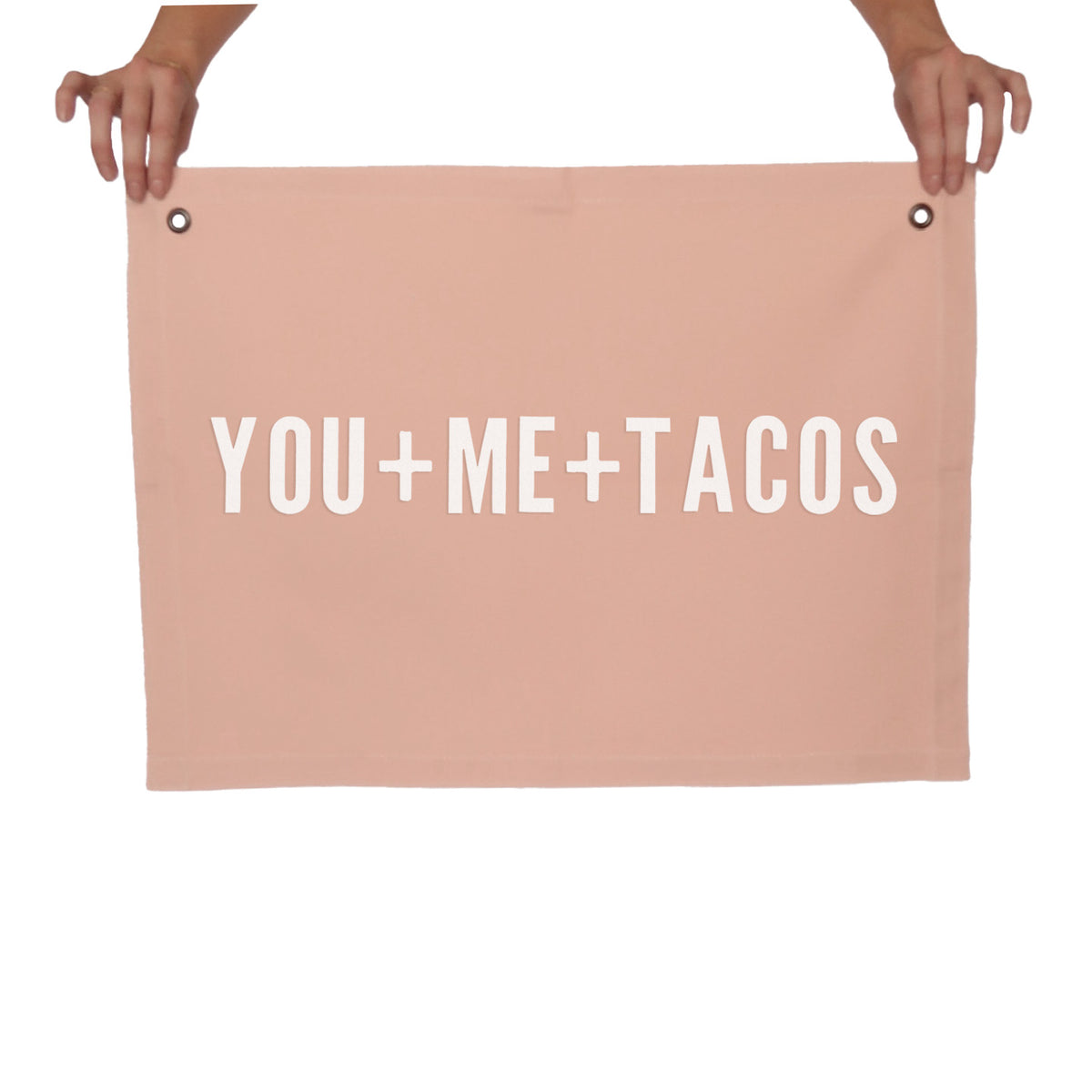 You + Me + Tacos Large Canvas Flag