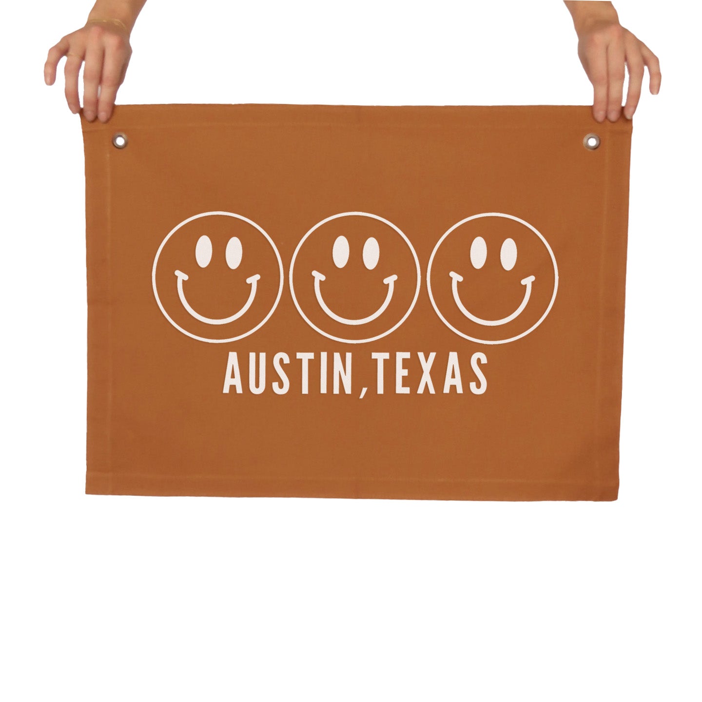Smile Austin Texas Large Canvas Flag